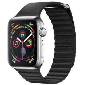 QIALINO Skórzany pasek loop do Apple Watch 42/44mm czarny