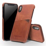 Skórzane Etui Plecki QIALINO iPhone X 10 brązowe jasne