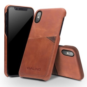 Skórzane Etui Plecki QIALINO iPhone X 10 brązowe jasne