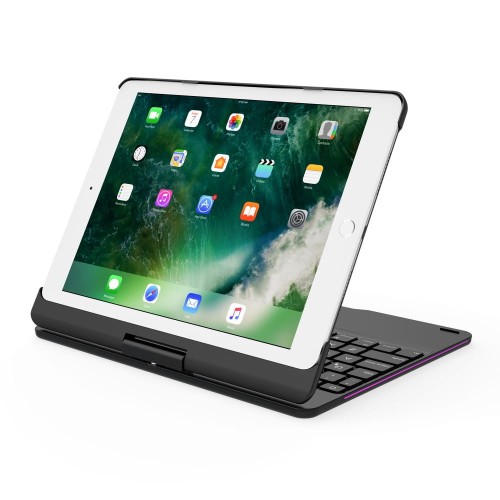 Obrotowa Podświetlana Klawiatura do iPad 9.7 2017/ 2018 czarna