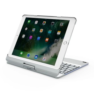 Obrotowa Podświetlana Klawiatura do iPad 9.7 2017/ iPad 9.7 2018 srebrna
