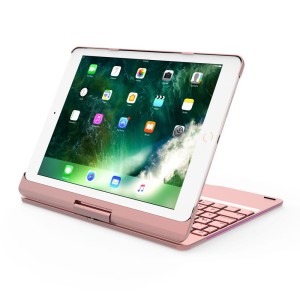 Obrotowa Podświetlana Klawiatura do iPad 9.7 2017/ iPad 9.7 2018 złoty róż