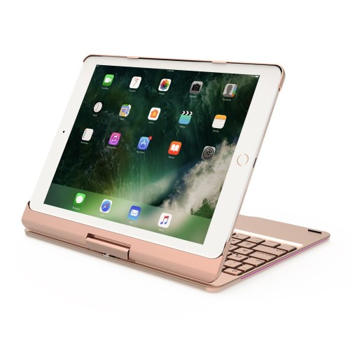 Obrotowa Podświetlana Klawiatura do iPad 9.7 2017/ iPad 9.7 2018 złoty