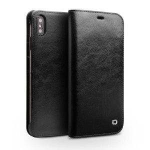 QIALINO Etui Skórzany Pokrowiec  iPhone XS Max czarny