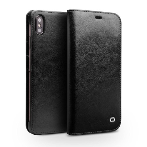 QIALINO Skórzane Etui Pokrowiec iPhone XS Max czarny