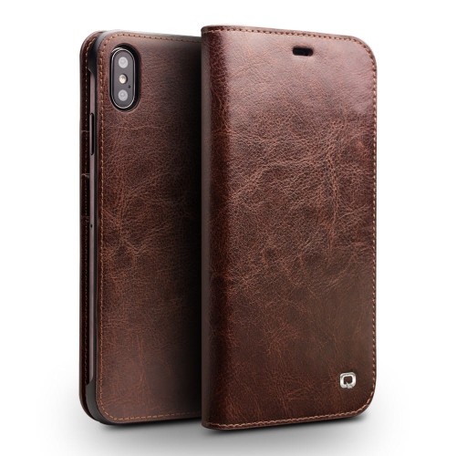 QIALINO Skórzane Etui Pokrowiec iPhone XS Max brązowy