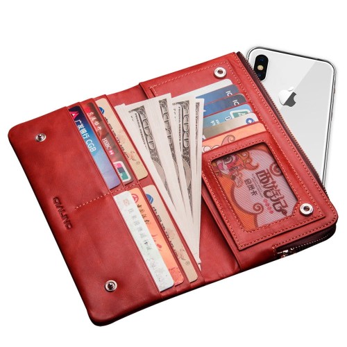 Etui Skórzany Portfel QIALINO do iPhone Samsung Huawei czerwony