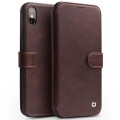 QIALINO Matowy Skórzany Pokrowiec iPhone XS Max czekoladowy