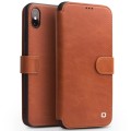 QIALINO Matowy Skórzany Pokrowiec iPhone XS Max brązowy