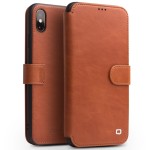 QIALINO Matowy Skórzany Pokrowiec  iPhone XS Max brązowy