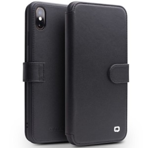 QIALINO Etui Skórzany Pokrowiec  iPhone XS Max czarny