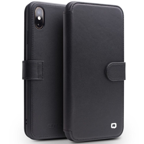QIALINO Matowy Skórzany Pokrowiec iPhone XS Max czarny