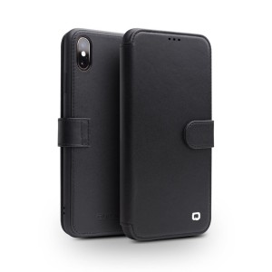 QIALINO Skórzany Pokrowiec do  iPhone XS / iPhone X czarny