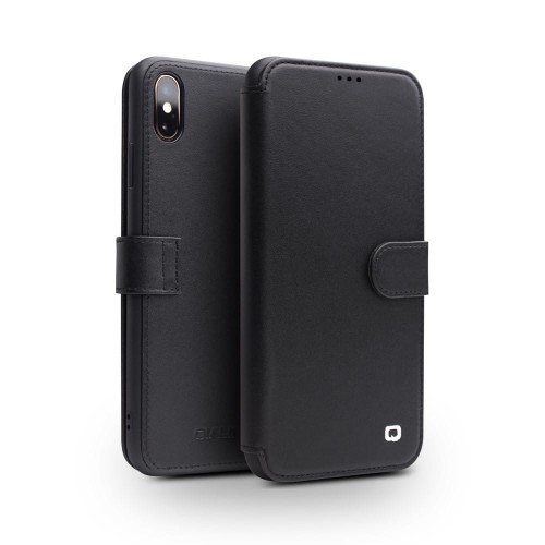 QIALINO Skórzany Pokrowiec do iPhone XS / iPhone X czarny