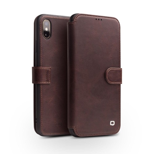 QIALINO Skórzany Pokrowiec do iPhone XS / iPhone X brązowy