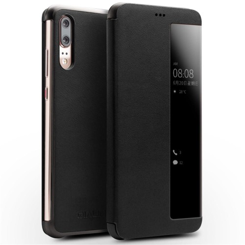 QIALINO Skórzane Eleganckie Etui Huawei P20 czarne