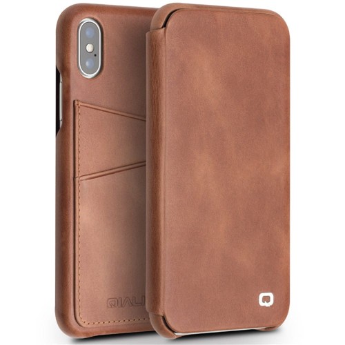 QIALINO Skórzany Pokrowiec Etui do iPhone XS / iPhone X brązowy