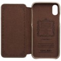 QIALINO Skórzany Pokrowiec Etui do iPhone XS / iPhone X khaki