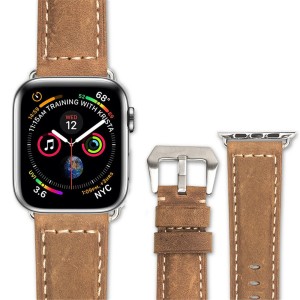 QIALINO Skórzany Pasek do Apple Watch 42mm / 44mm / 45mmbrązowy