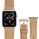 Skórzany Pasek QIALINO do Apple Watch 42mm / 44mm  /45mm khaki