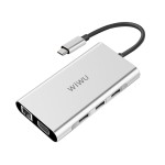 Adapter HUB WIWU 10w1 USB-C HDMI 4K SD USB MACBOOK srebrna