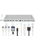 Adapterprzejściówka HUB WIWU APOLLO 11w1 USB3.0/HDMI/VGA/DP/RJ45/SD srebrna