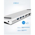 Adapterprzejściówka HUB WIWU APOLLO 11w1 USB3.0/HDMI/VGA/DP/RJ45/SD srebrna