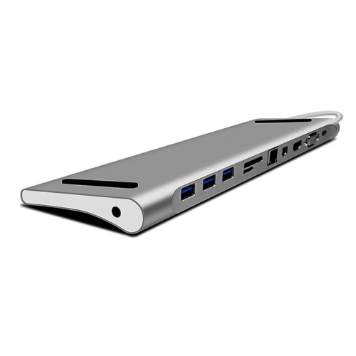 Adapter HUB WIWU APOLLO 11w1 USB3.0/HDMI/VGA/DP/RJ45/SD szary