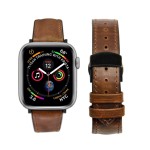Skórzany Pasek QIALINO do Apple Watch 42mm / 44mm brązowy