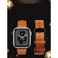 Skórzany Pasek QIALINO do Apple Watch 42mm / 44mm brązowy jasny
