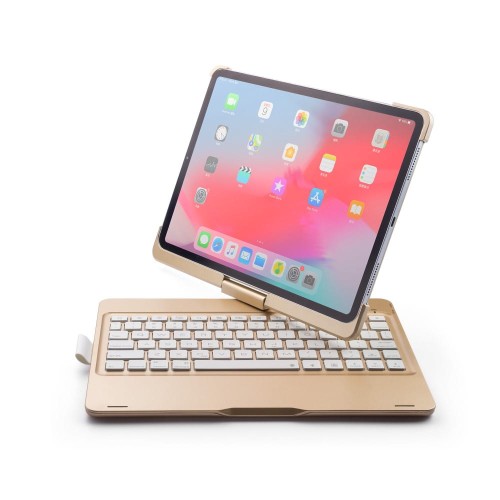 Obrotowa Podświetlana Klawiatura do iPad Pro 11 2018 złota