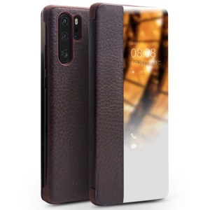 Skórzane Etui Smart Cover Qialino do Huawei P30 Pro brązowe