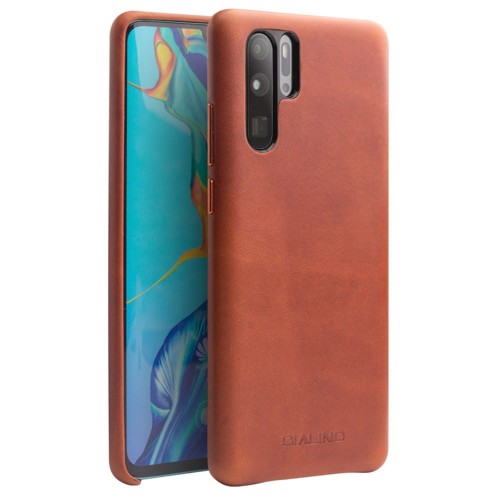 Skórzane Etui Plecki QIALINO do Huawei P30 Pro brązowe