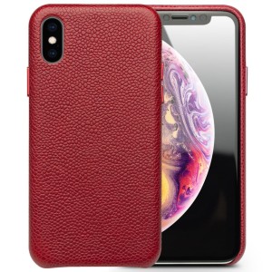 QIALINO Skórzane Etui Plecki do iPhone XS Max czerwone