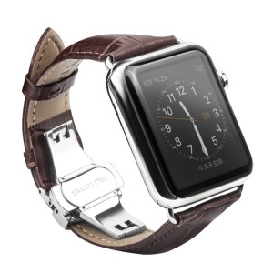 Skórzany Pasek QIALINO do Apple Watch 42mm/44mm czekoladowy
