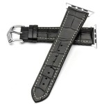 Skórzany Pasek QIALINO do Apple Watch 42mm / 44mm / 45mmczarny