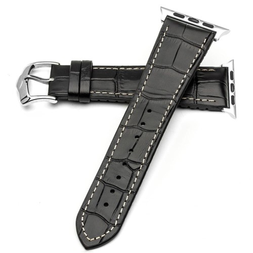 Skórzany Pasek QIALINO do Apple Watch 42mm / 44mm czarny