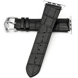Skórzany Pasek QIALINO do Apple Watch 42mm / 44mm /45mm czarny