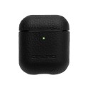 Piękne Skórzane Etui QIALINO do AirPods 1 2 Gen czarne