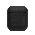 Piękne Skórzane Etui QIALINO do AirPods 1 2 Gen czarne