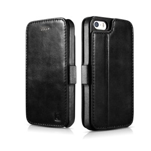 Skórzane Etui Pokrowiec ICARER iPhone 5 5S SE czarne