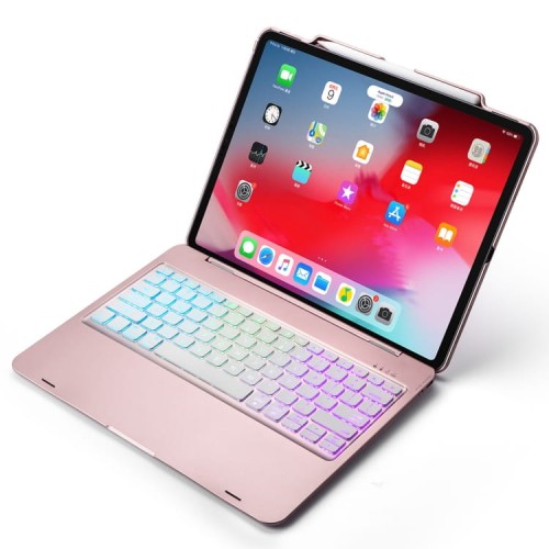 Etui Podświetlana Klawiatura Bluetooth do iPad Pro 12.9 2018 złoty róż