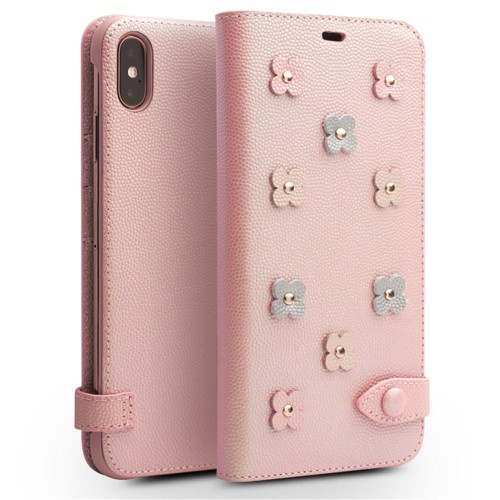Piękne Skórzane Etui QIALINO iPhone XS Max różowe