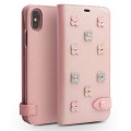 Piękne Skórzane Etui QIALINO iPhone X/ iPhone XS różowe