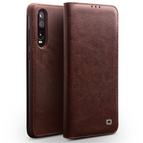 Skórzane Etui Pokrowiec QIALINO Huawei P30 brązowy