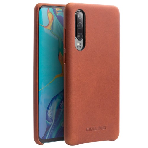Skórzane Etui Plecki QIALINO Huawei P30 brązowe