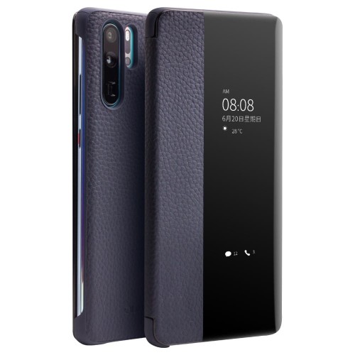 Skórzane Etui Smart Cover QIALINO do Huawei P30 Pro niebieskie