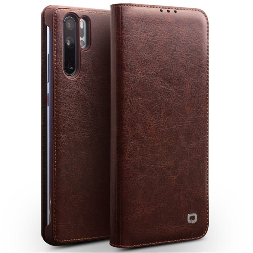 Klasyczne Skórzane Etui QIALINO do Huawei P30 Pro brązowe