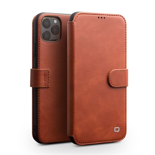 Skórzane Etui Pokrowiec QIALINO do iPhone 11 Pro brązowy