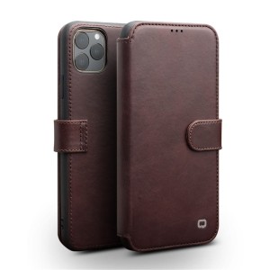 Skórzane Etui Pokrowiec QIALINO do iPhone 11 Pro czekoladowy